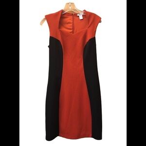 BAR III/ woman’s dress/ bodycon/ sweetheart neckline/ Black & Rust color/ L